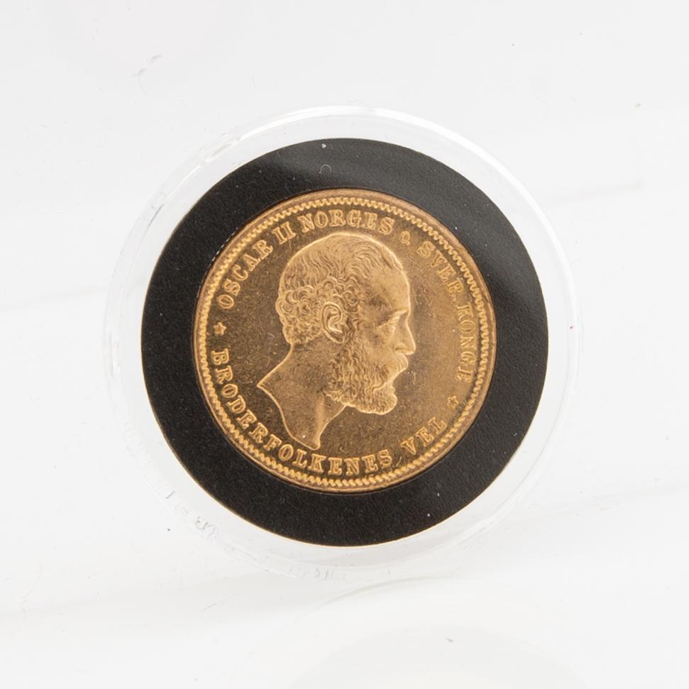 Guldmynt Norge, Oscar II 20 kr, 1877.