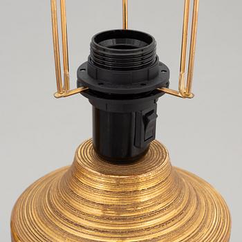A pair of gold-foliated stoneware table lamps by Bitossi for Bergboms, 1960's/60's.