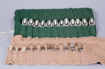 BESTICKSDELAR, 45 delar, silver. JA Johansson, Jönköping 1901-1903, modell "Rosen", vikt ca 2600 gr.