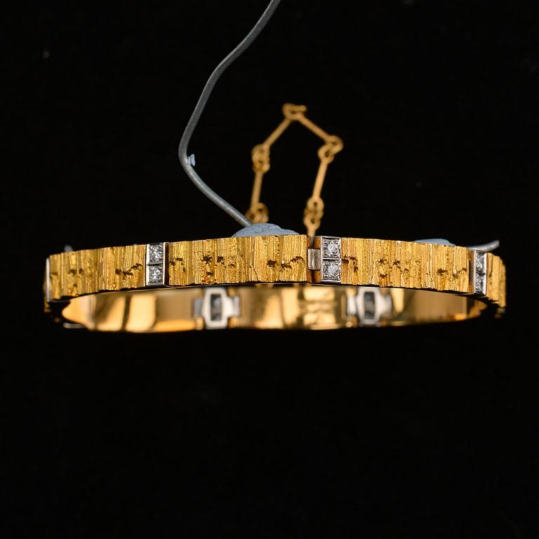 Björn Weckström, ARMBAND, guld 18K, briljantslipade diamanter 0,48 ct, "Silvia", Lapponia 1987. Vikt 30,7 g.
