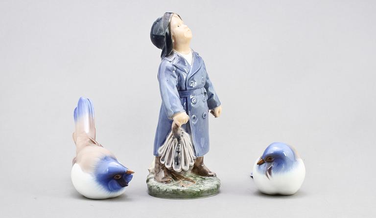 FIGURINGRUPP, porslin, 3 st, Royal Copenhagen, Bing & Gröndal.