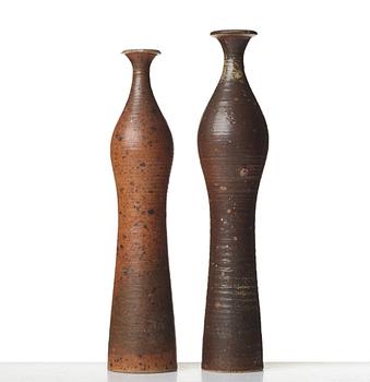 Kyllikki Salmenhaara, two stoneware vases, Arabia, Finland, 1950's.