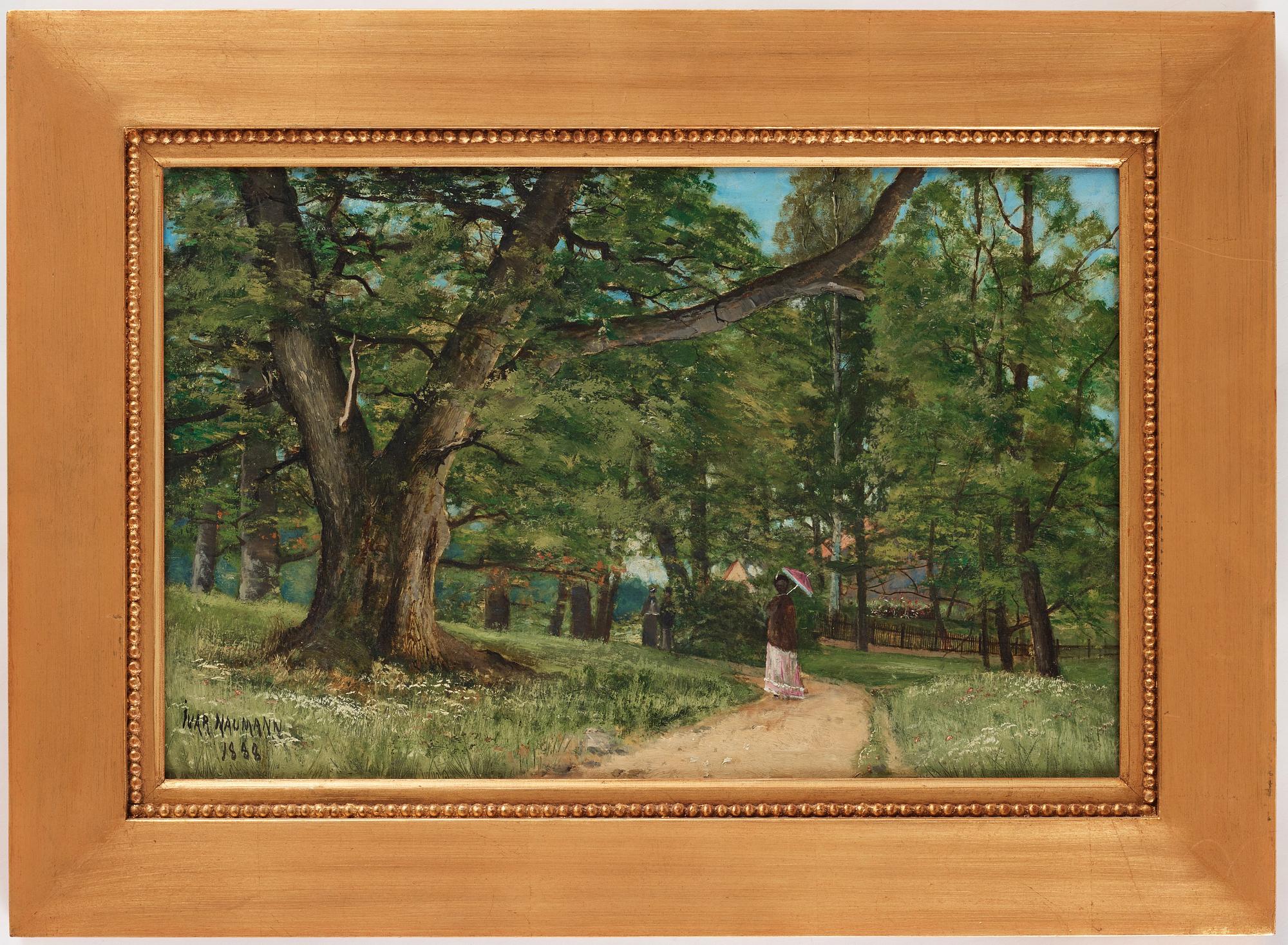 Ivar Naumann, "Flanörer i Frisens park vid Waldemarsudde" (Scene from Frisens Park, Waldemarsudde, Stockholm).