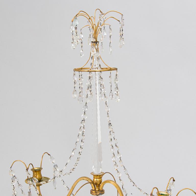 A pair of gilt bronze and glass two-light girandoles, Russia 18th/19th century.