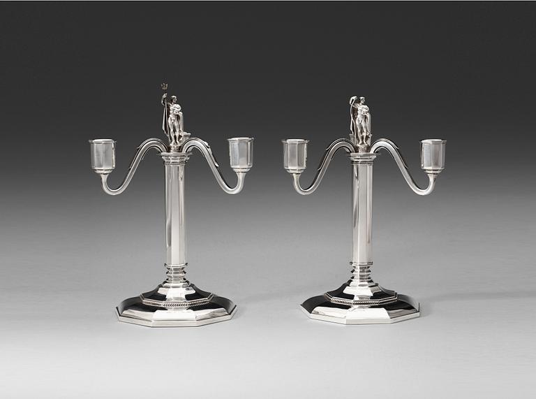 A pair of Atelier Borgila sterling candelabra, Stockholm 1941.