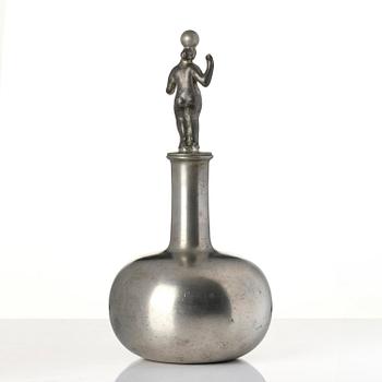 Estrid Ericson, a pewter bottle with stopper model "A 24" and "A 183", Firma Svenskt Tenn, Stockholm, 1926.