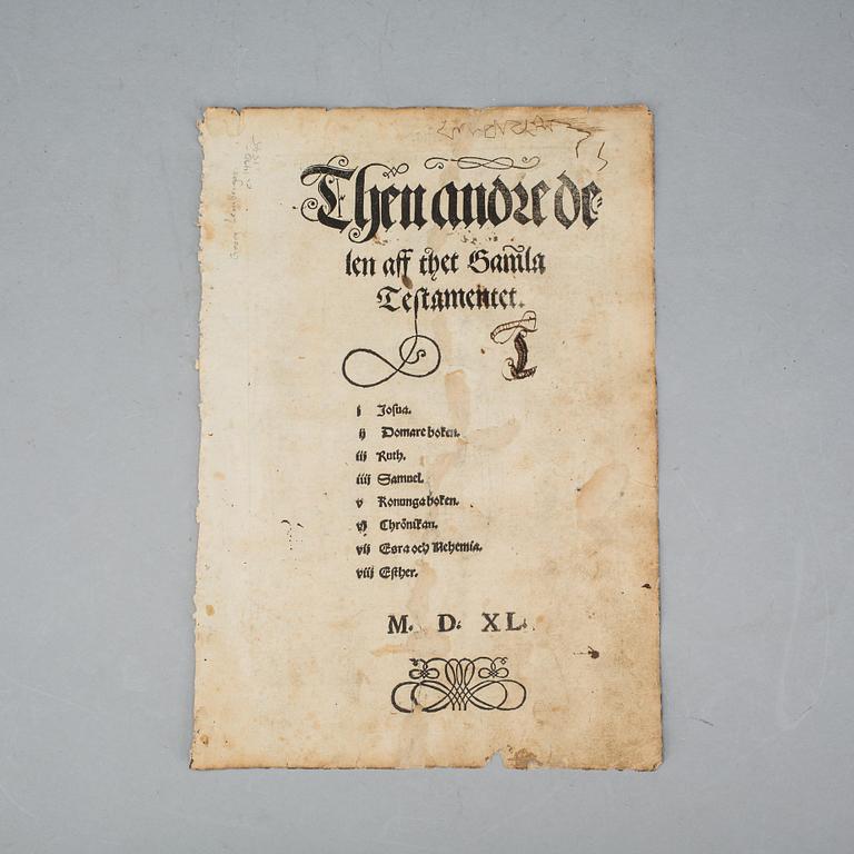 TRÄSNITT, "Josua", Georg Lemberger efter Lukas Cranach  , ur Gustav Vasas bibel. 1500-tal.