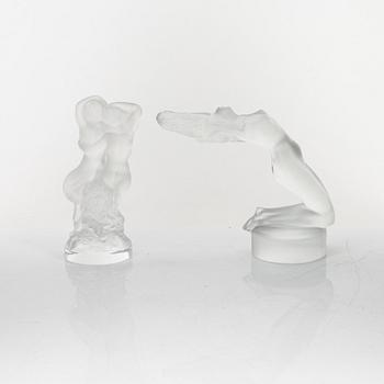 Two glass figurines, Lalique, France.