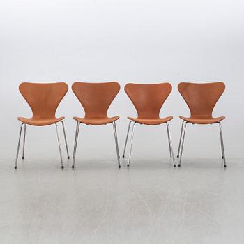 ARNE JACOBSEN, "Sjuan", 4 st, stolar, Fritz Hansen, Danmark.