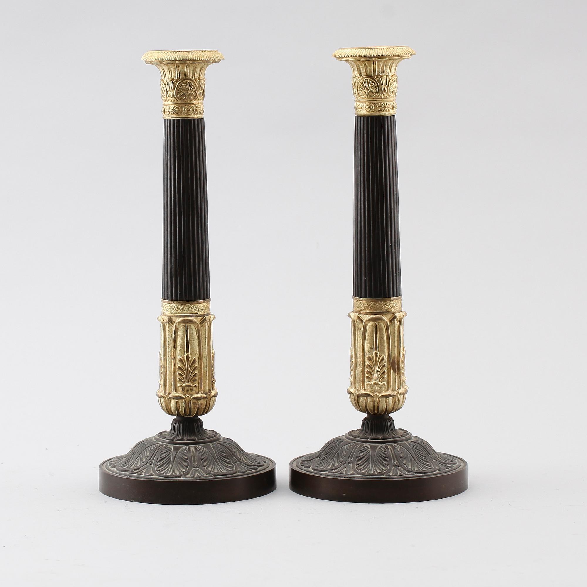 LJUSSTAKAR, 1 par, brons, 1800-talets andra hälft.