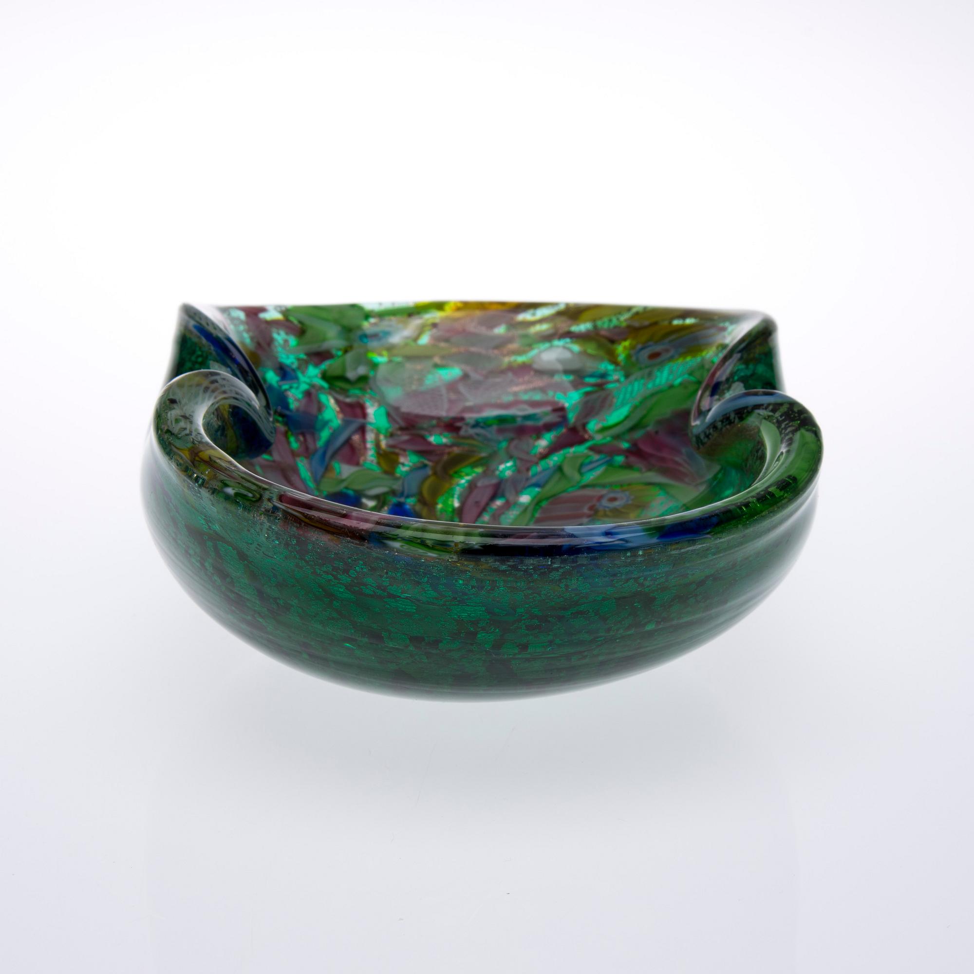 SKÅL, glas, AVeM Zanfirico millefiori 'tutti-frutti' 1950-60-tal.