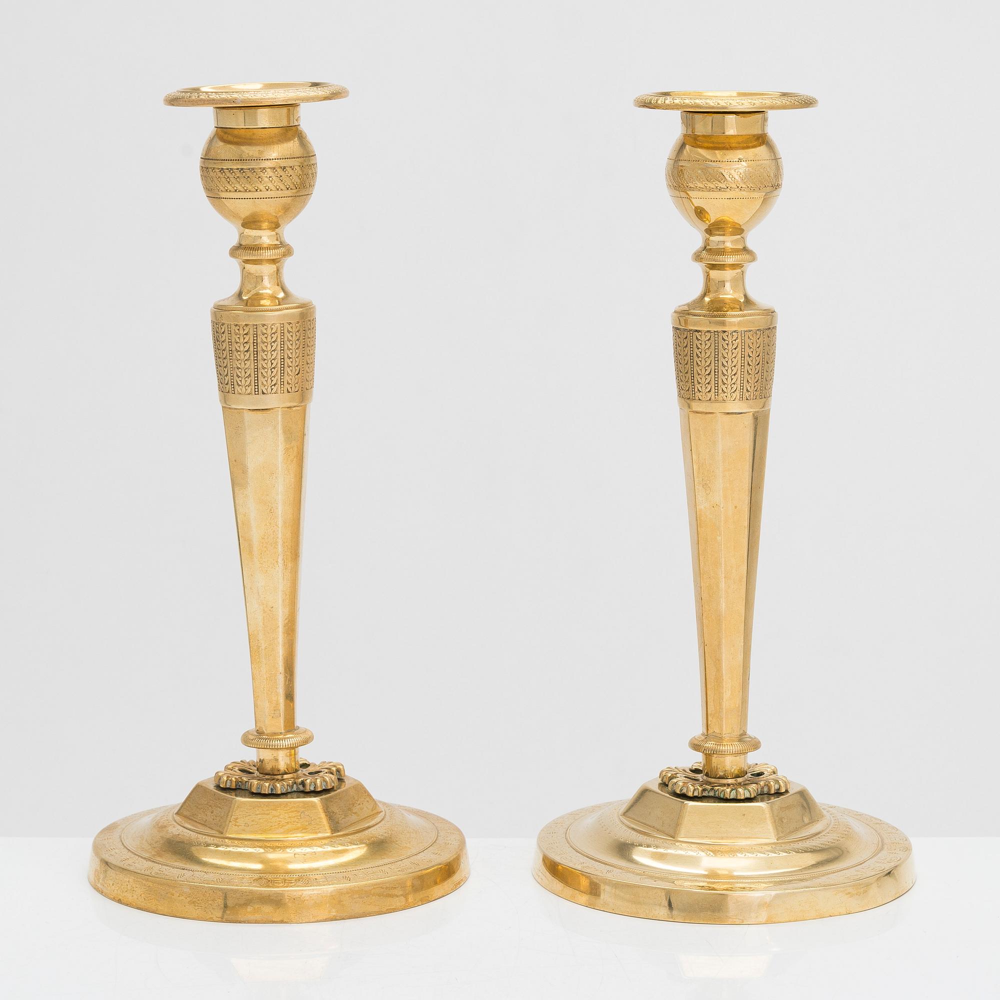 A pair of candlesticks, Directoire, France, turn of the 18th century.