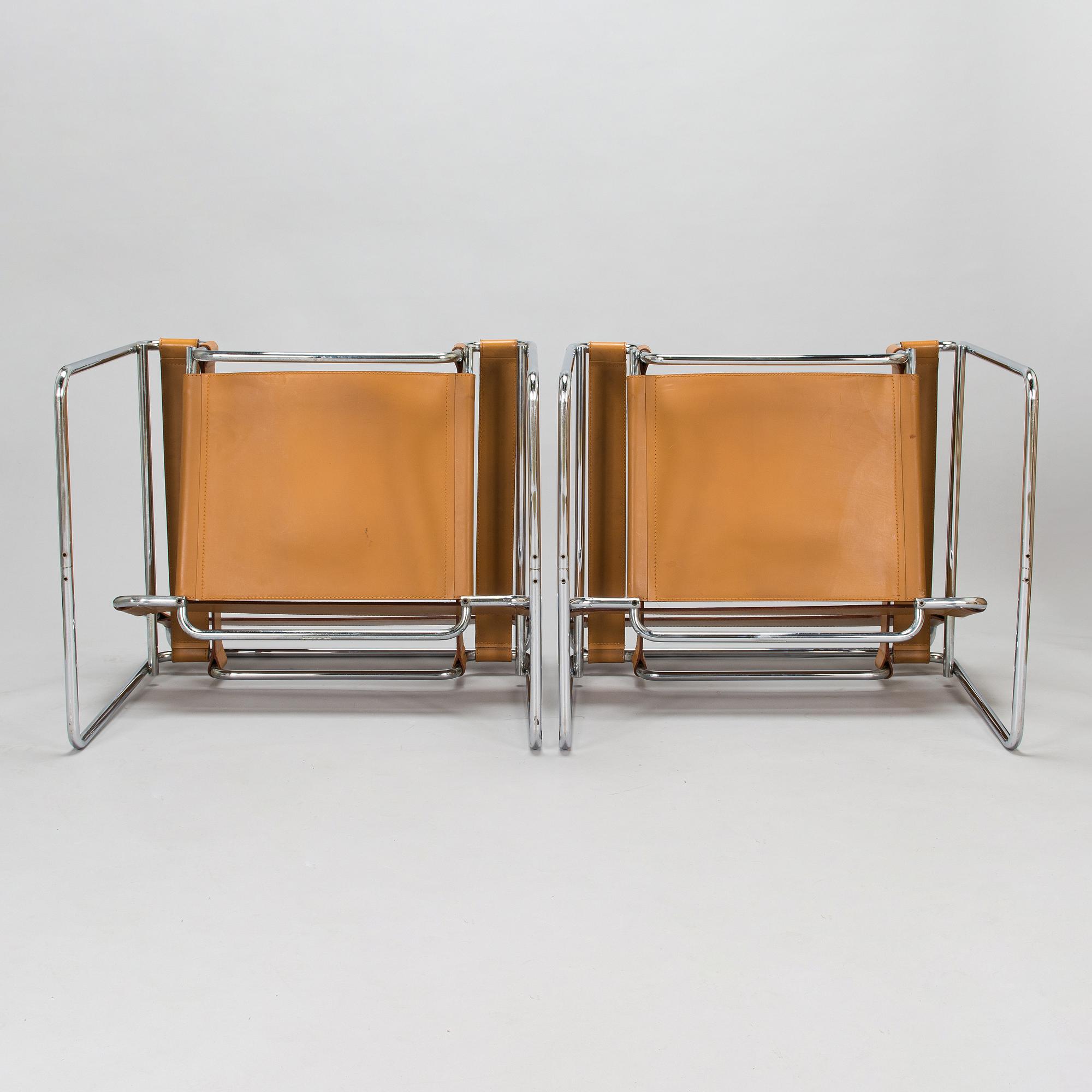 Marcel Breuer, Two "Wassily" armchairs. Gavina, latter part of the 20th century.