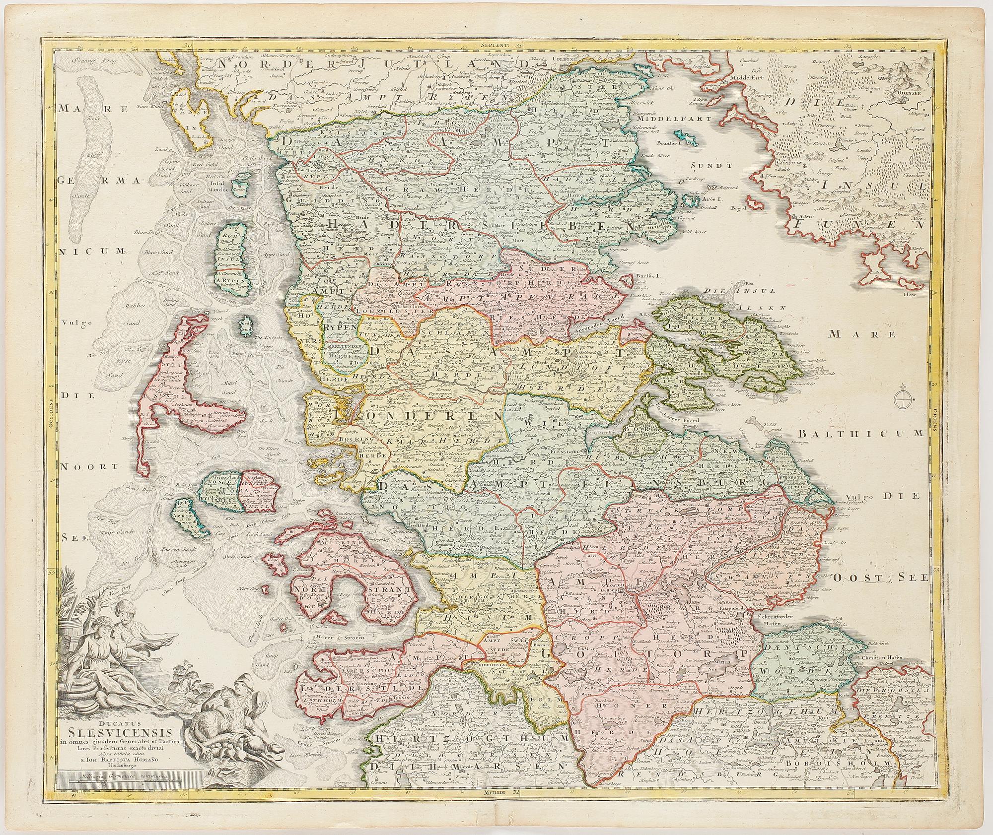 GRAVYRER, 6 st, Johan Babtista Homann, 1700-tal.