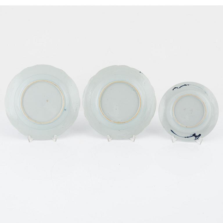 Tallrikar, 9 st, porslin, Kina, Qianlong (1736-95).