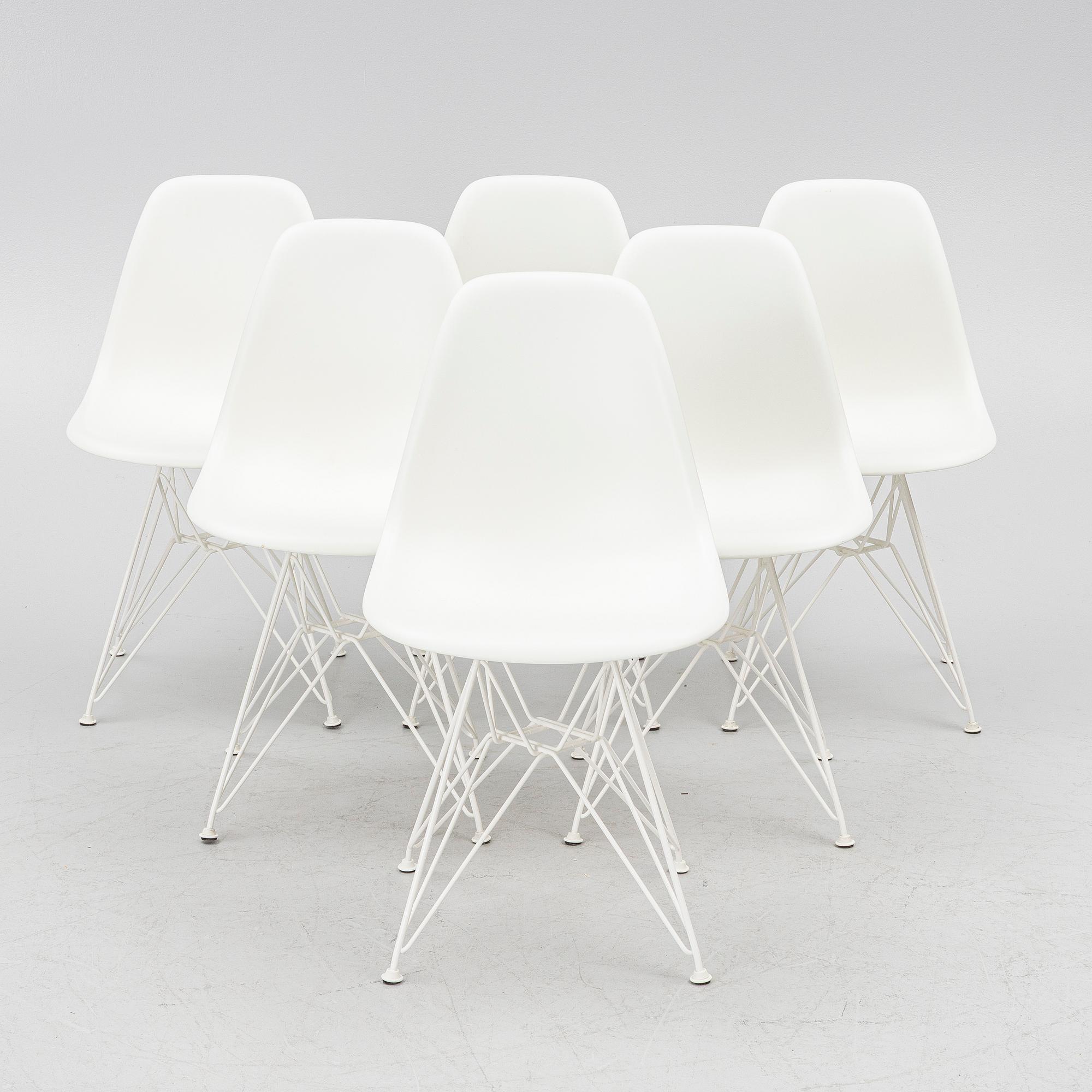 Charles & Ray Eames, chairs, 6 pcs, "Plastic chair DSR", Vitra, 2020.