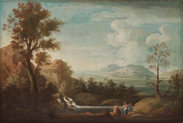 Claude Lorrain Hans art, Vidsträckt landskap med rastande figurer.