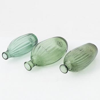 A set of three 'Waldglas' flasks, presumably 18th Century.