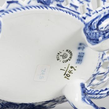 A 'Blue Fluted Full Lace' porcelain confectionary / fruit bowl, Royal Copenhagen, model 1049, 1898-1923.