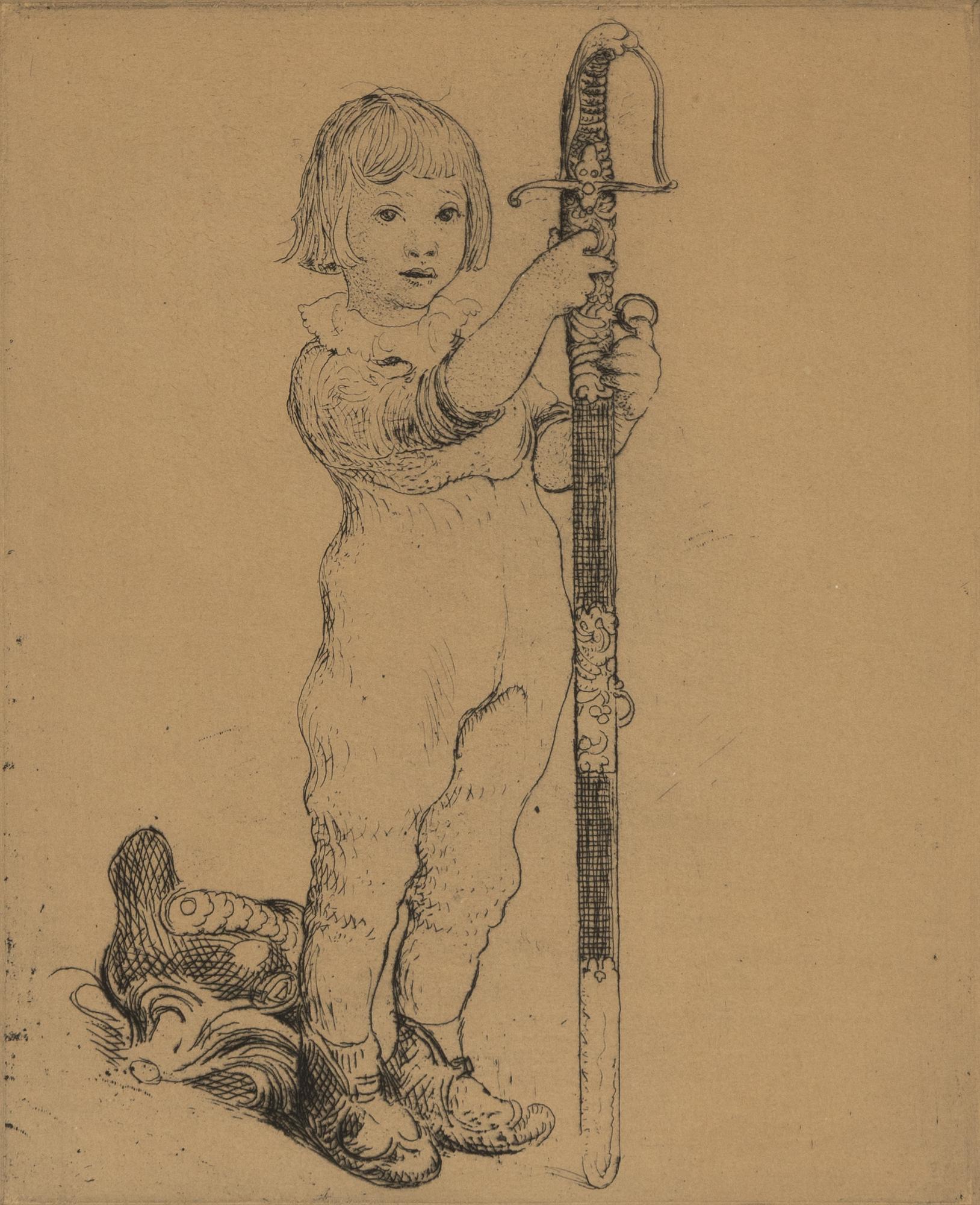 Carl Larsson, etsning, 1916, signerad 97/100.