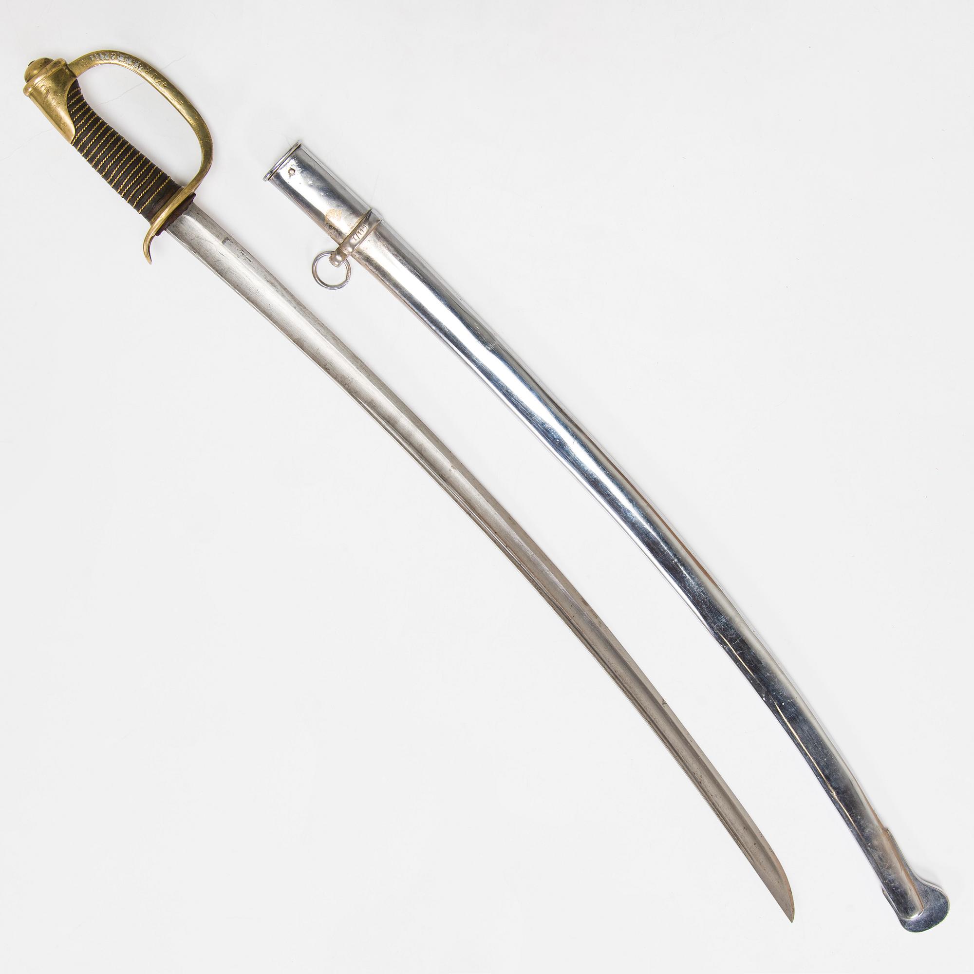 Sabre, Finnish, model 1927 (French model 1822) with scabbard.