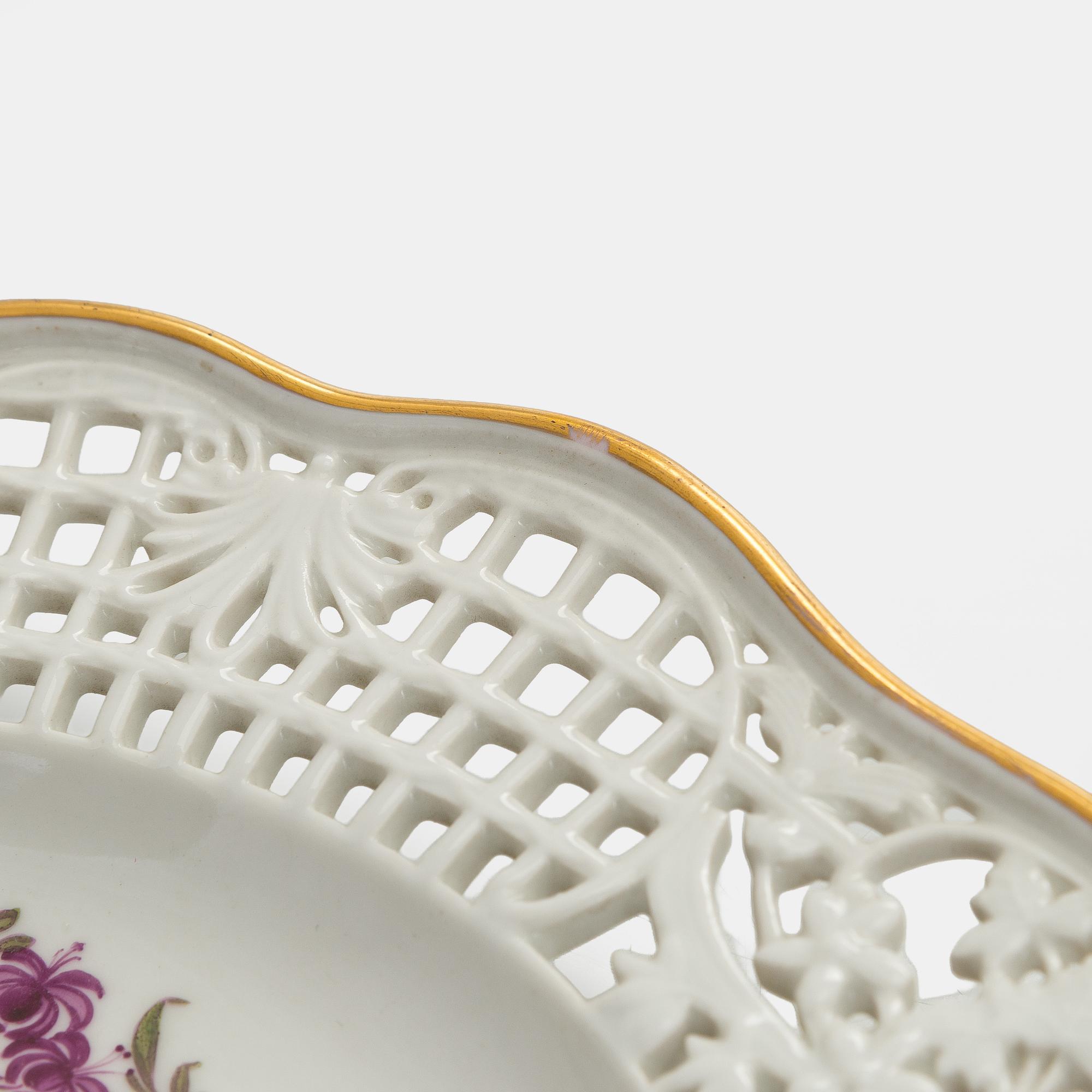 Meissen, four porcelain plates, 19th–20th century.
