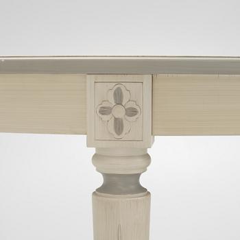 Dining table, 2 armchairs, 6 chairs, Gustavian style, "Old Sweden", Åmells furniture, late 20th century.