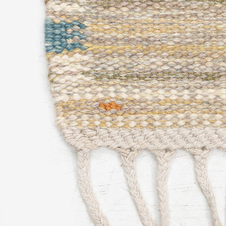 Barbro Nilsson, a carpet, 'Falurutan gul S', flat weave, c. 223 x 115 cm, signed AB MMF BN.