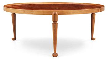 487. A Josef Frank walnut and burrwood sofa table, Svenskt Tenn, model 2139.