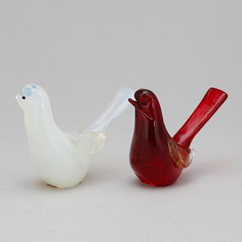 SKULPTURER, 2 st, glas, möjligen Tyra Lundgren för Venini.