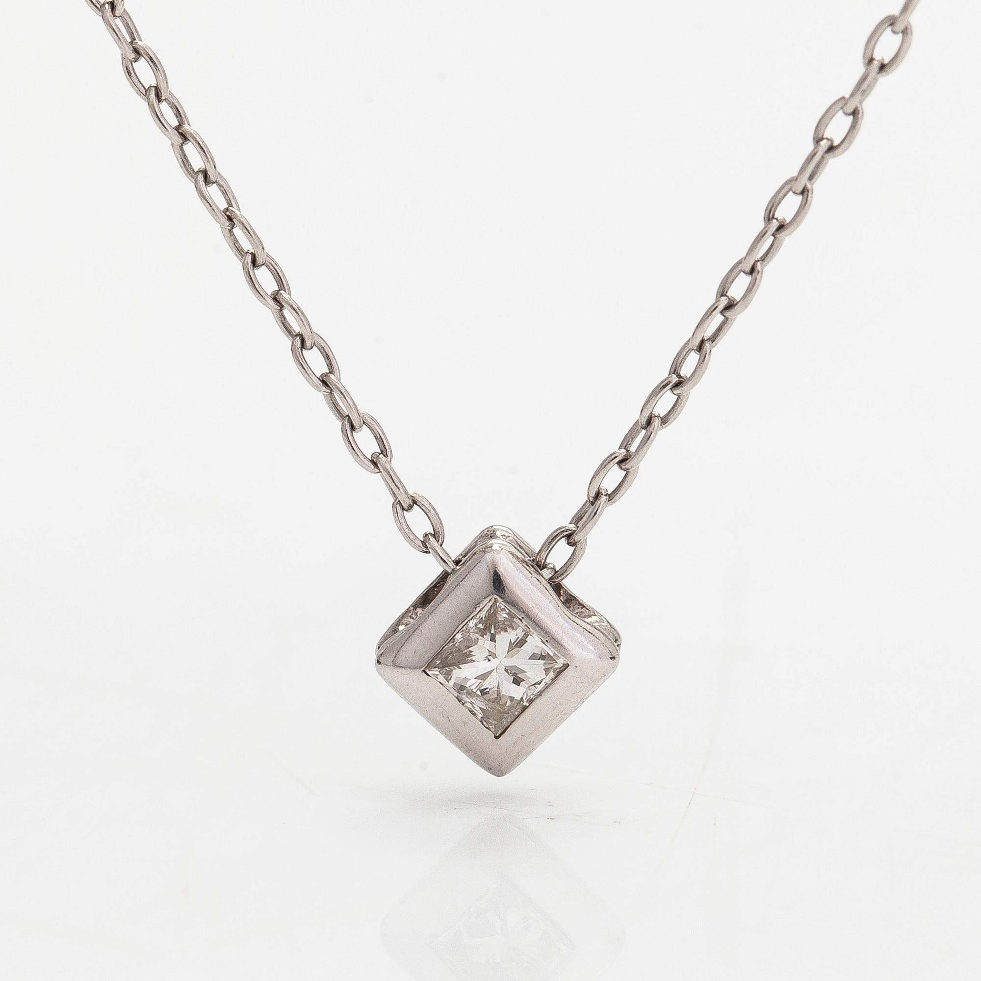 Kaulakoru, platina ja prinsessahiontainen timantti 0.12 ct.