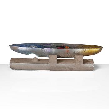 Bertil Vallien, a unique sand cast glass sculpture of a boat, Kosta Boda.