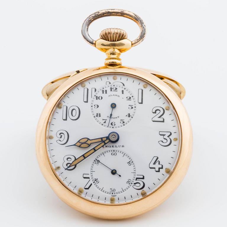 POCKET WATCH, Angelus Alarm Patent, 18K, early / mid 20th Century.