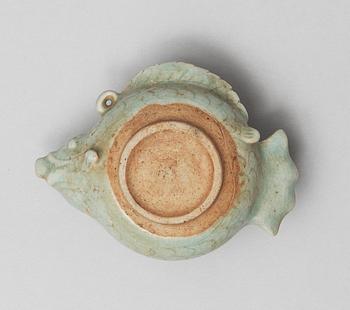 A celadon glazed water-dropper/water pot, Yuan dynasty (1271-1368).