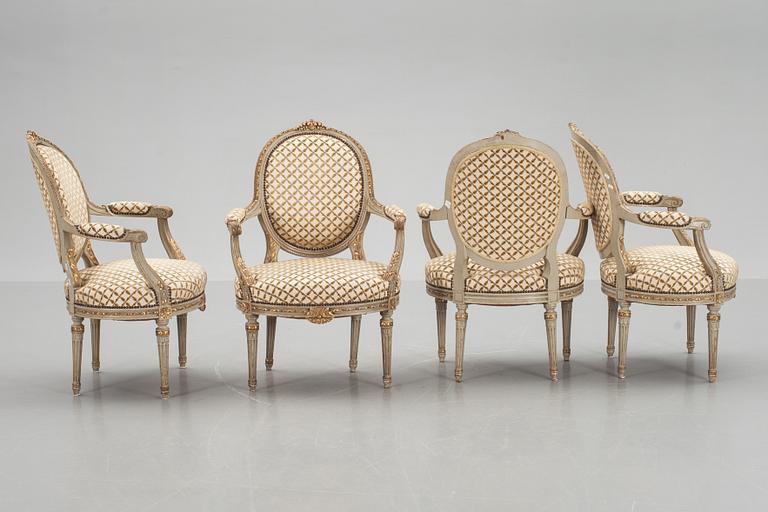 MÖBELGRUPP, fem delar, Louis XVI-stil.