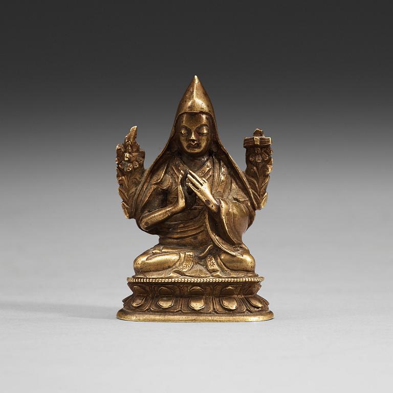 LAMA, brons. Tsong Khapa, Tibet, 1800-tal.
