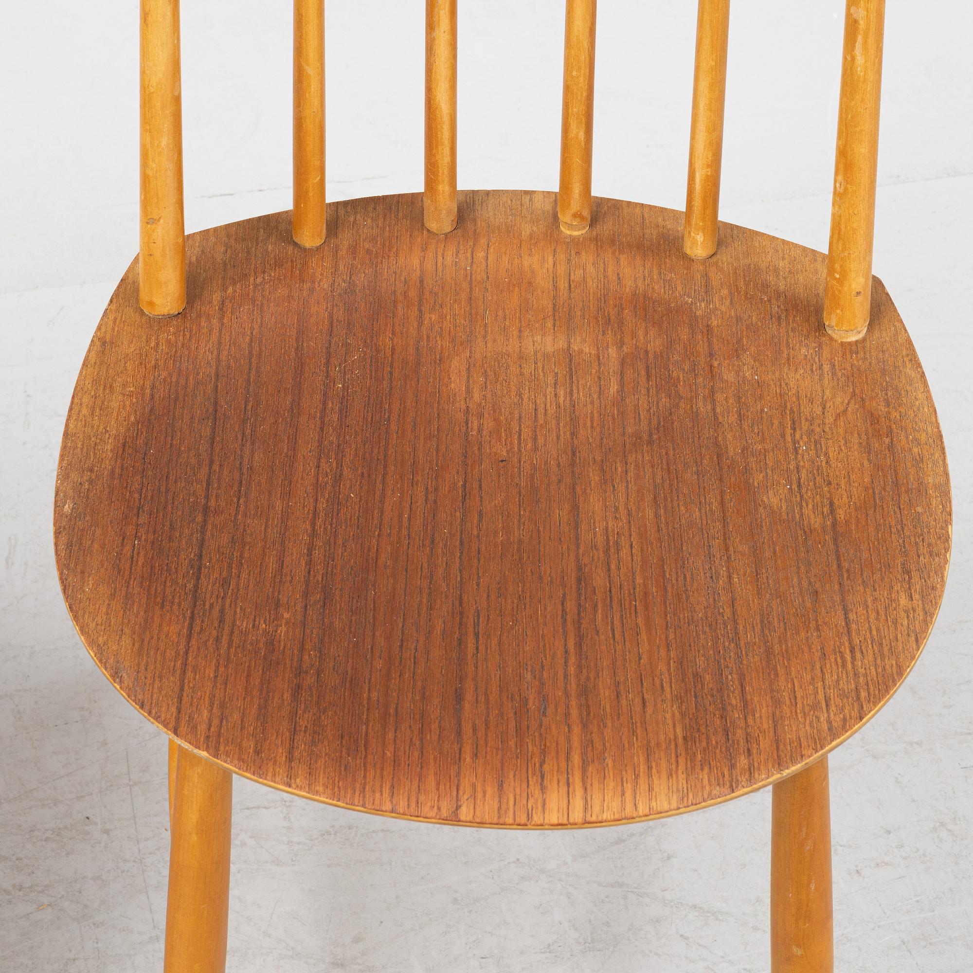 Jan Hallberg, stolar, 8 st, "Tallåsenstol", AB Tallåsenstolar, Tallåsen, 1900-talets mitt.