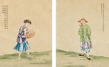 179. Two paintings of a man and a woman, Qing dynasty, 18th Century.