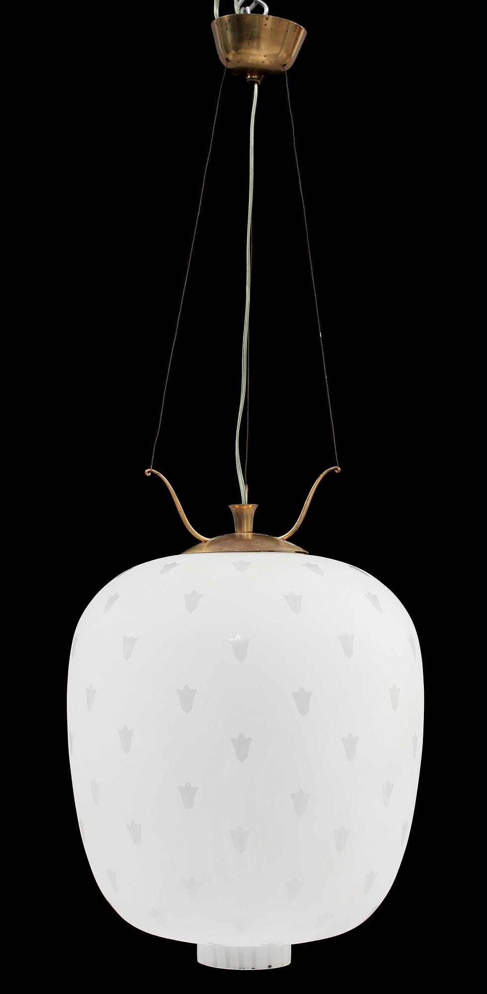 TAKLAMPA, möjligen Orrefors, omkring 1900-talets mitt. Höjd 54 cm.