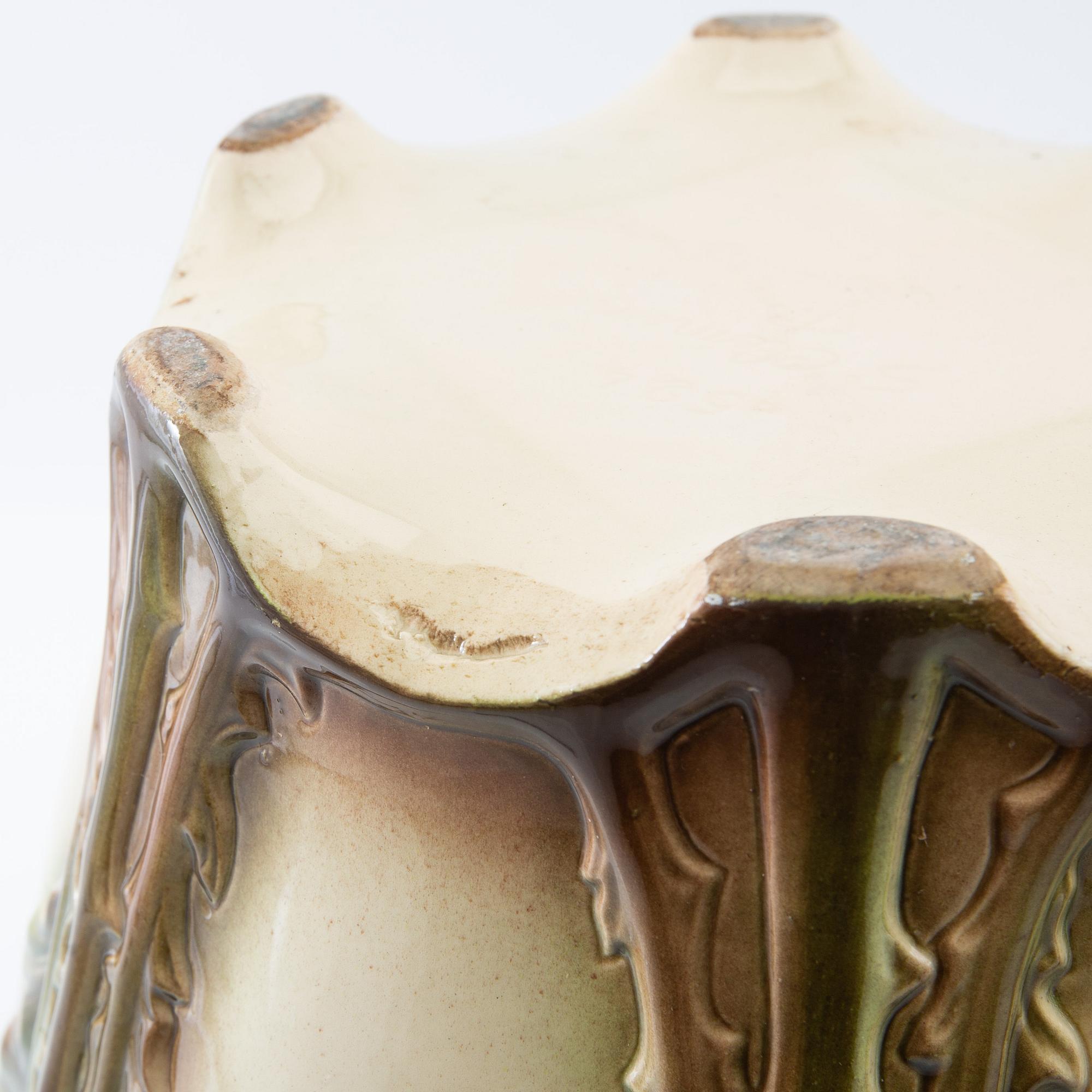 Outer casing a pair of Art Nouveau, Saint Clement France early 20th century stoneware.