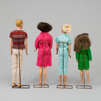 4 Barbiedolls, mattel 1960's.