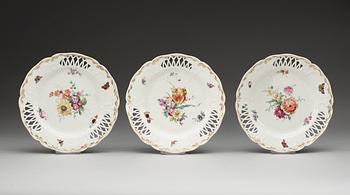 A set of 11 Berlin dessert dishes, 18th Century.