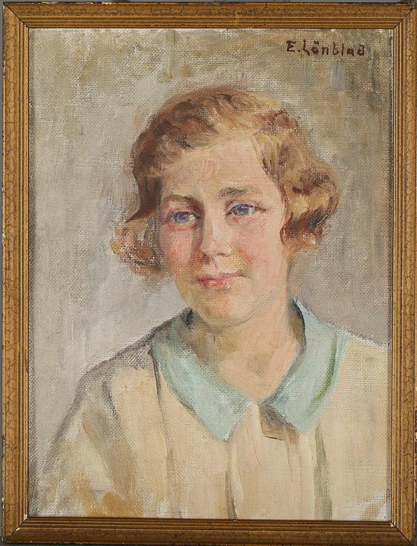 EMILIA LÖNBLAD, olja på pannå, signerad.