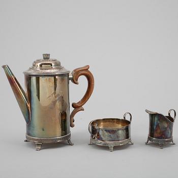 MOCCASERVIS, 3 delar, silver, empirestil, Tore Eldh för Cesons Göteborg 1955-56. Totalvikt ca 368 g.