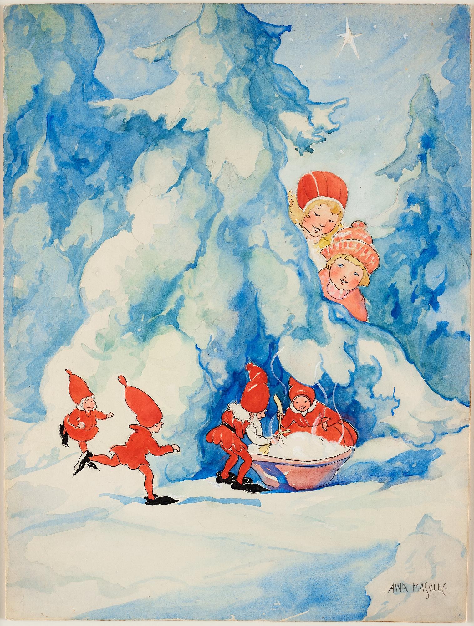 Aina Stenberg-Masolle, Julgröt under granen.