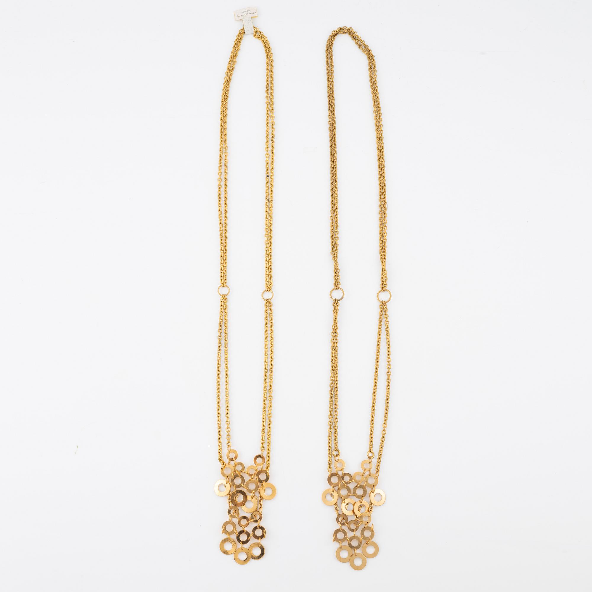 Siv Lagerström, two collars, gold-coloured metal.