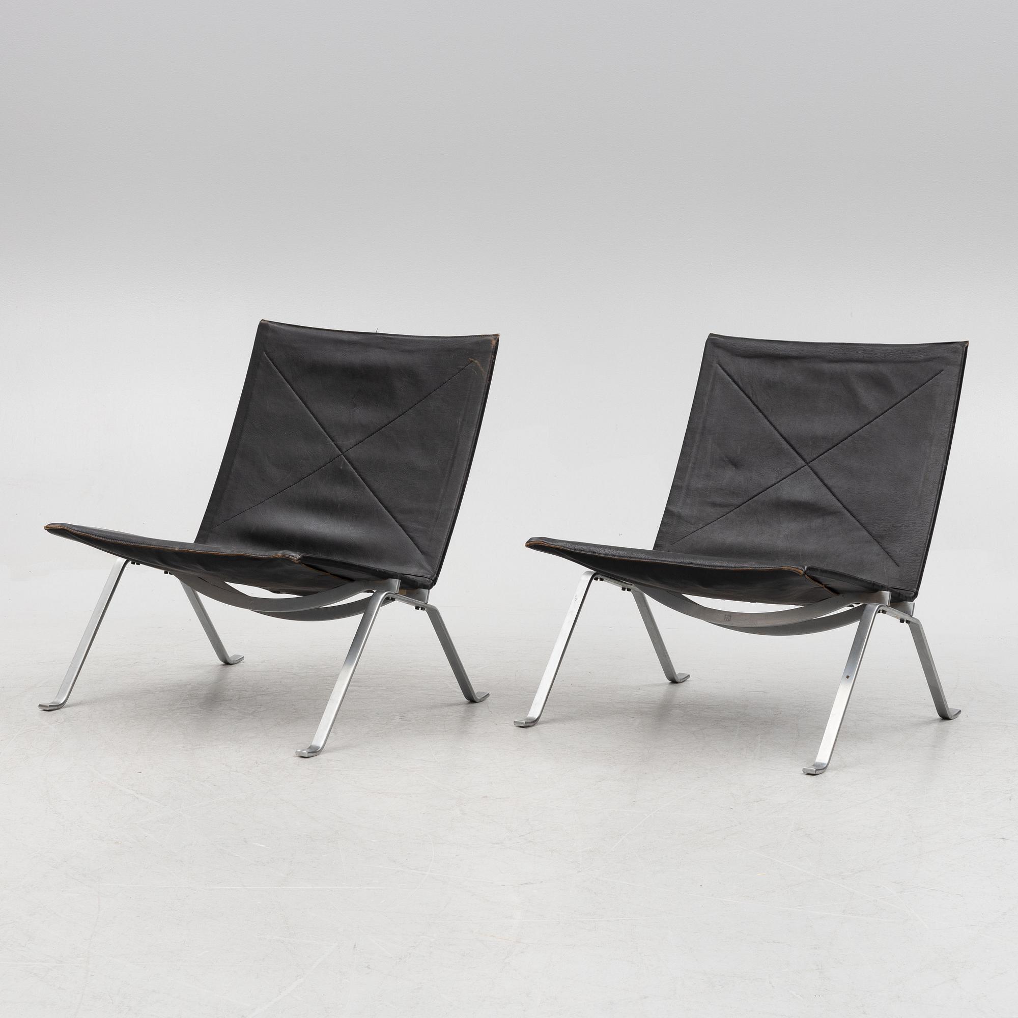 Poul Kjaerholm, a pair of "PK22"lounge chairs, Kold Christensen, Denmark.