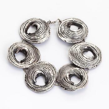 Helky Juvonen, armband och ring, silver, 1970-tal.