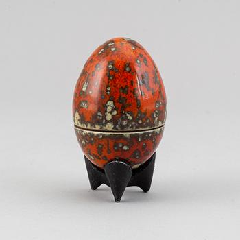 Hans Hedberg, a signed faience egg with stand, Biot, France.