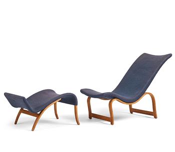 443. Bruno Mathsson, an easy chair and footstool, model '36', Firma Karl Mathsson, Sweden 1940.